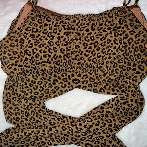 SMALL leopard print crop top, long string to tie in the back